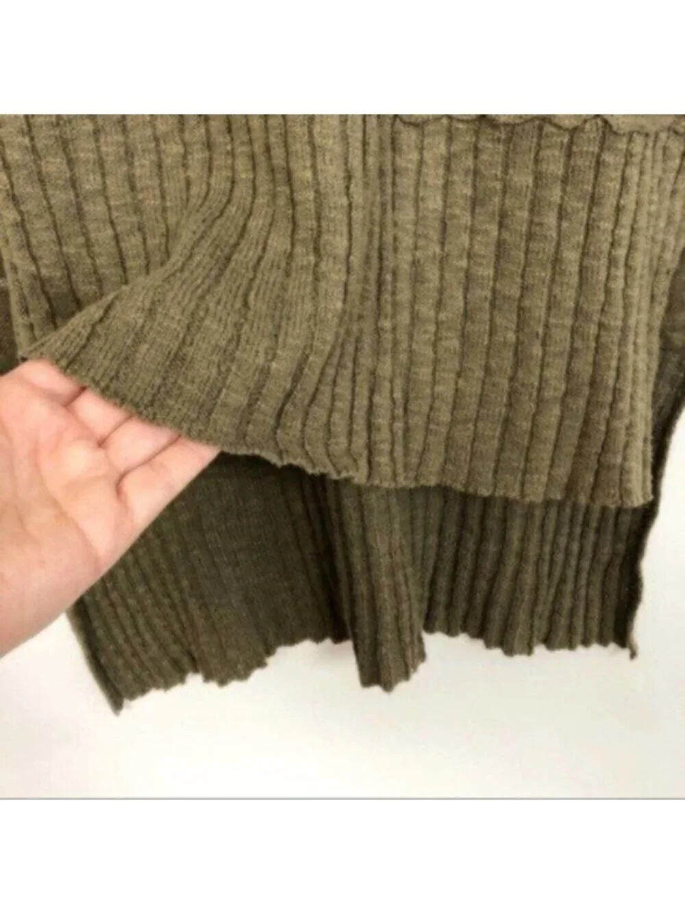 Signature 8 | Women's Green Slub Knit Hi Low Tunic Sweater Size Small